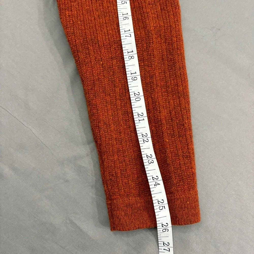 Banana Republic Mens M Lambswool Cashmere Quarter-Zip Elbow Patch Sweater Rust